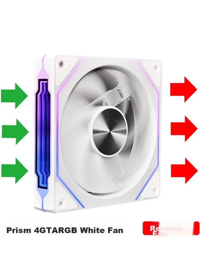 Play Jia Wanjiajingjing 4gt Argb White Reverse Fan, Case Cooling 12cm Fan, Rgb Synchronization, 5v 3-pin Argb Pwm Temperature-controlled Speed Adjustment - Image 1