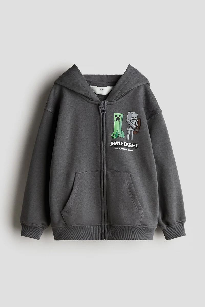 H&M Printed zip-through hoodie