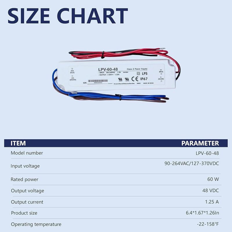 DYSGLOBAL LPV 60 48 60W IP67 Waterproof LED Driver 48V 1 25A AC DC Power Supply - Image 4