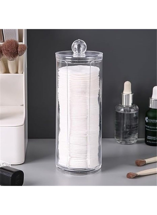 yongsheng Acrylic Cotton Pad Container Clear，Hair Ties Holder Organizer with Lid, Cosmetic Cotton Scrunchy Display Organizer for Women Teen Girls  - Image 2