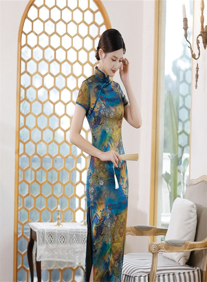 Loquat Short Sleeved And Long Style Elegant Blue,  - Image 1