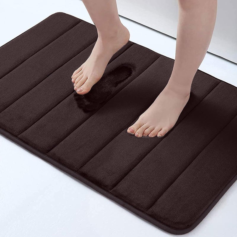 Buganda Memory Foam Bath Mat, 24" x 16", Ultra Soft and Non-Slip Bathroom Rugs, Water Absorbent and Machine Washable Bath Rug for Bathroom, Shower, and Tub, Brown - Image 1