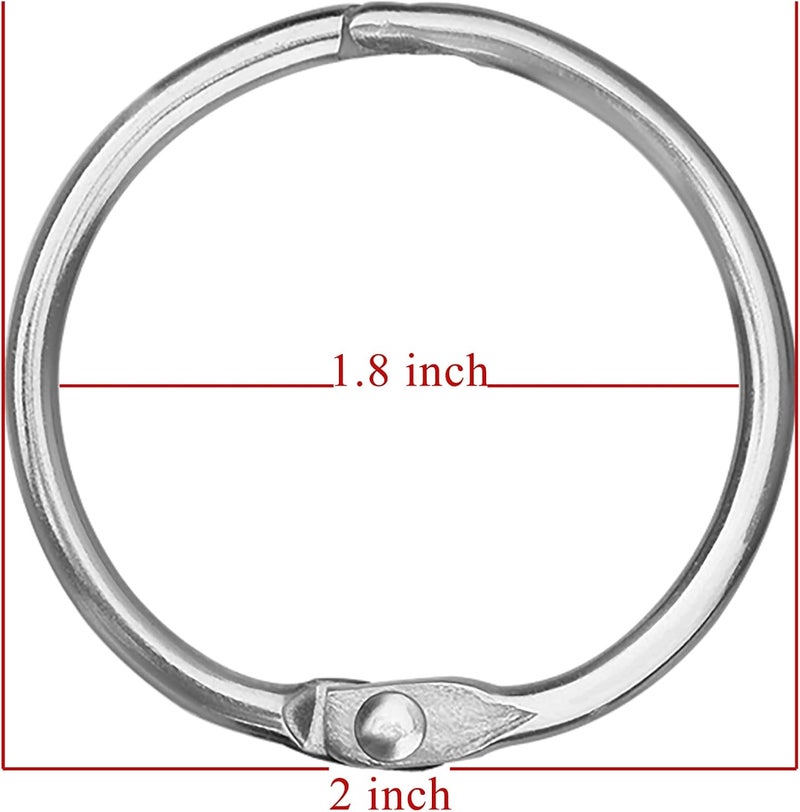 Antner 2 Inch (36 Pack) Loose Leaf Book Binder Rings, Nickel Plated Metal O Rings Keychain Key Ring, Silver Photo Album Flash Cards Index Cards Notebook Ring for School Home Office - Image 2