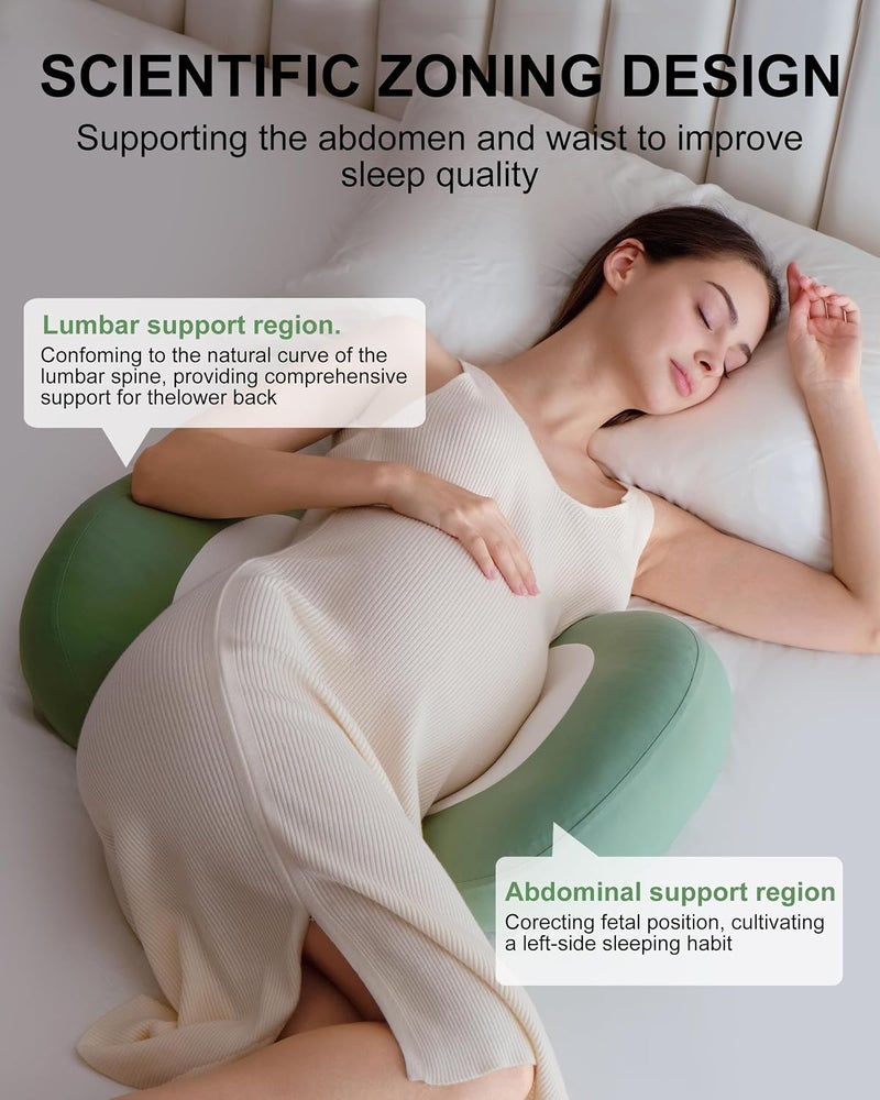 pobopobo وسادة الحمل للحوامل، وسادة دعم كامل الجسم، راحة النوم على الجانب - Image 2
