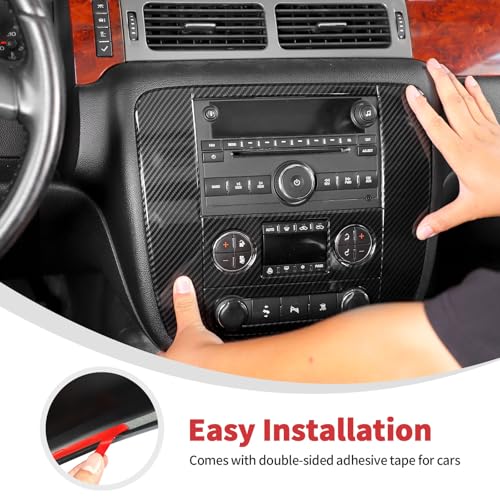 Linskip Climate Control Accent Trim Compatible with 2007-2013 Chevy Avalanche Suburban Tahoe Silverado & GMC Sierra Yukon, Control Unit Cover, Interior Accessories Carbon Fiber Black - Image 4