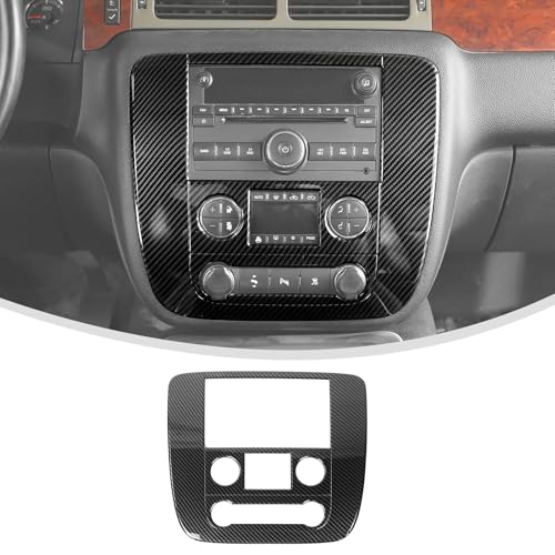 Linskip Climate Control Accent Trim Compatible with 2007-2013 Chevy Avalanche Suburban Tahoe Silverado & GMC Sierra Yukon, Control Unit Cover, Interior Accessories Carbon Fiber Black - Image 1