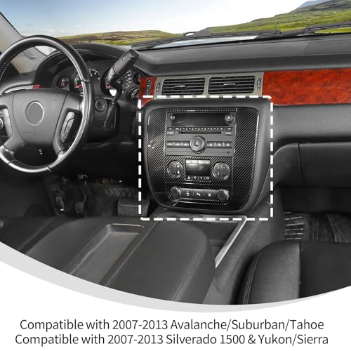 Linskip Climate Control Accent Trim Compatible with 2007-2013 Chevy Avalanche Suburban Tahoe Silverado & GMC Sierra Yukon, Control Unit Cover, Interior Accessories Carbon Fiber Black - Image 3