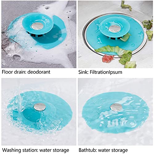 Clefairy Sink Stopper Silicone Bathtub Stopper,Kitchen Sink Drain Strainer,Bathroom Drain Plug Drain Stopper,Shower Drain Sink Cover with Hair Strainer, Color May Vary, 3-PCS - Image 3
