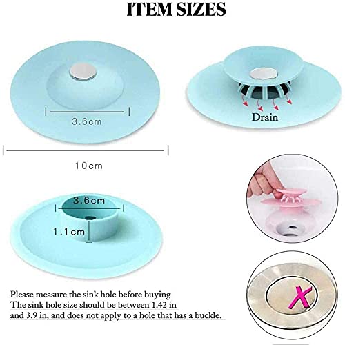 Clefairy Sink Stopper Silicone Bathtub Stopper,Kitchen Sink Drain Strainer,Bathroom Drain Plug Drain Stopper,Shower Drain Sink Cover with Hair Strainer, Color May Vary, 3-PCS - Image 4