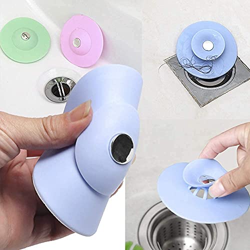 Clefairy Sink Stopper Silicone Bathtub Stopper,Kitchen Sink Drain Strainer,Bathroom Drain Plug Drain Stopper,Shower Drain Sink Cover with Hair Strainer, Color May Vary, 3-PCS - Image 5