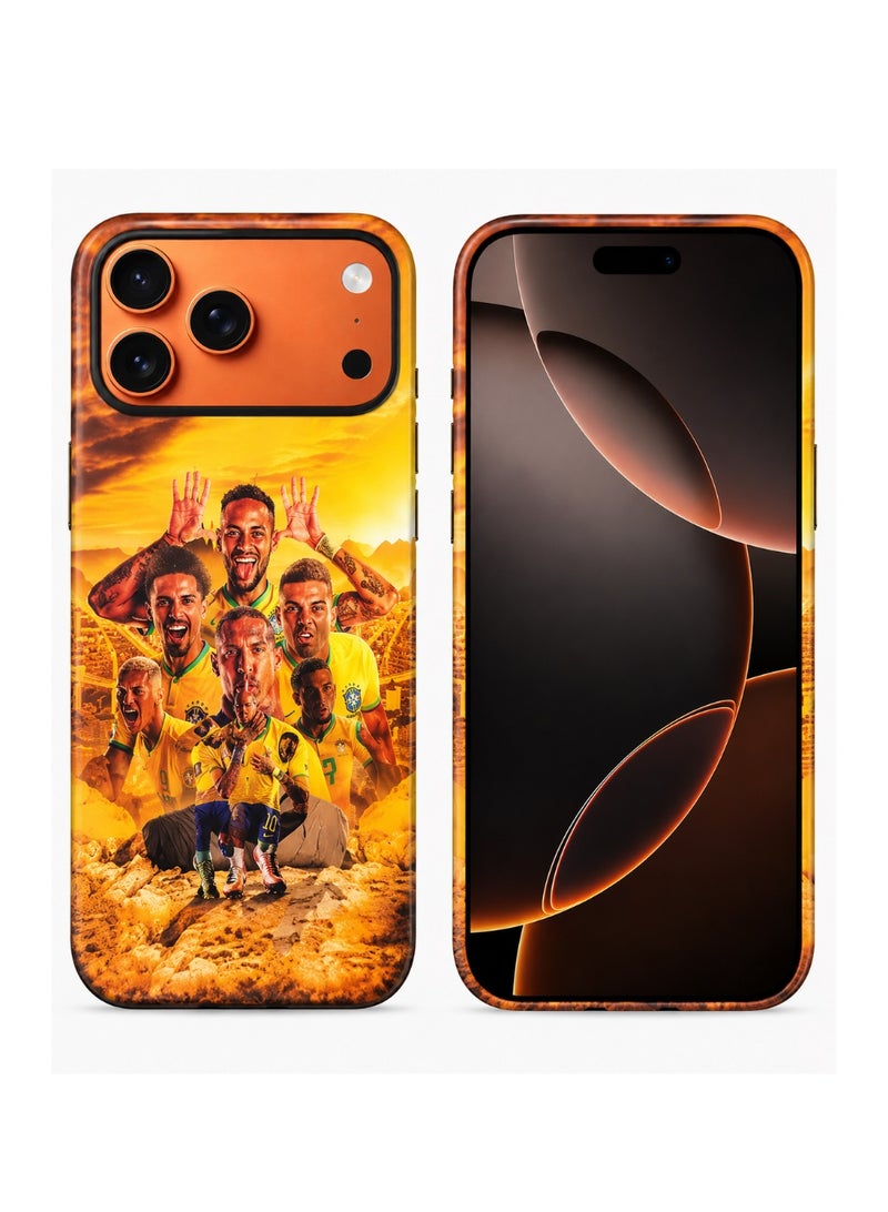 Lacoz Football Theme Brazil Team Printed Slim Fit Anti-Scratch Back Case with Precision Cut-Outs and Comfortable Grip Shockproof Protective Cover Compatible With iPhone 14 Pro Max - Image 1
