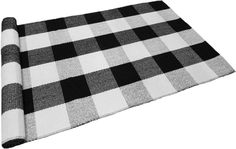LEVINIS Black and White Doormat Farmhouse- Durable and Washable Cotton Farmhouse Layered Doormats Outdoor Buffalo Plaid Rugs for Porch/Kitchen/Entry Way/Laundry Room/Bathroom 51.2''x23.6'' - Image 1