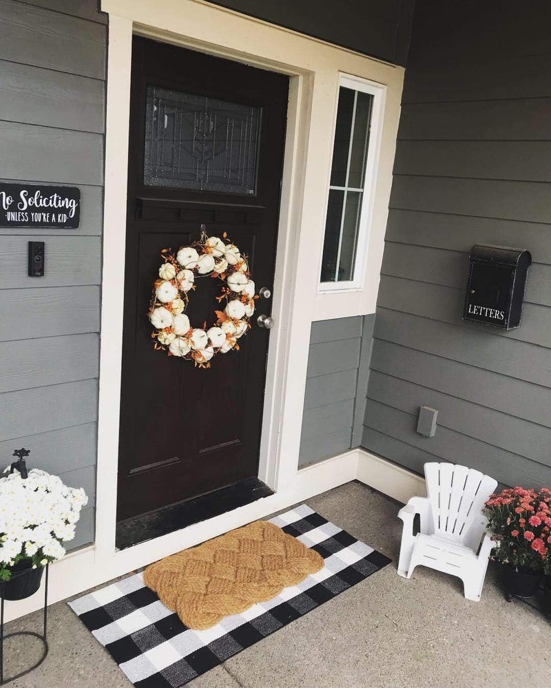 LEVINIS Black and White Doormat Farmhouse- Durable and Washable Cotton Farmhouse Layered Doormats Outdoor Buffalo Plaid Rugs for Porch/Kitchen/Entry Way/Laundry Room/Bathroom 51.2''x23.6'' - Image 3