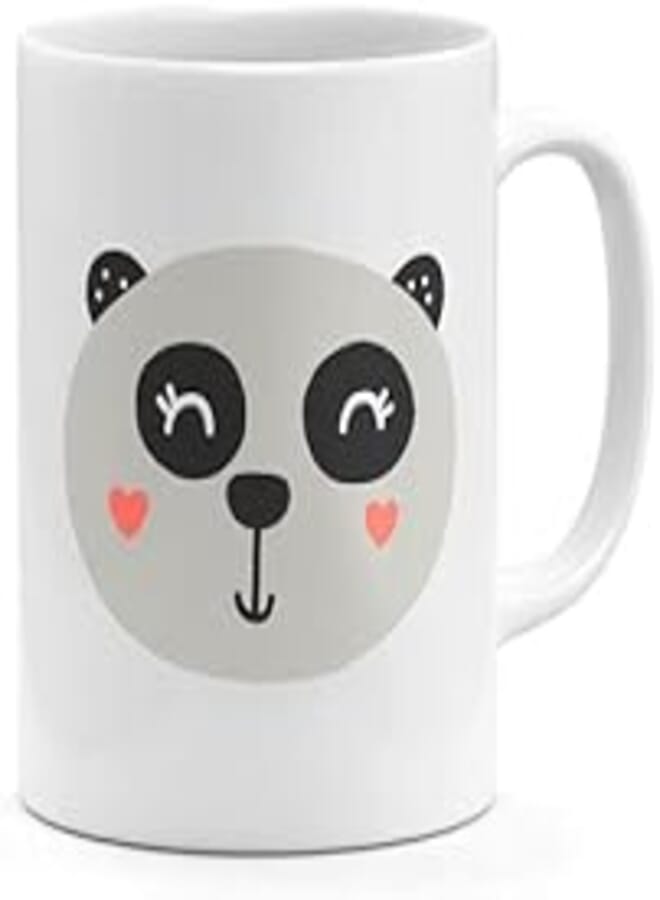 RYN PRINTED DESIGN Cute Cartoonist Panda Face Coffee Mug White 11ounce