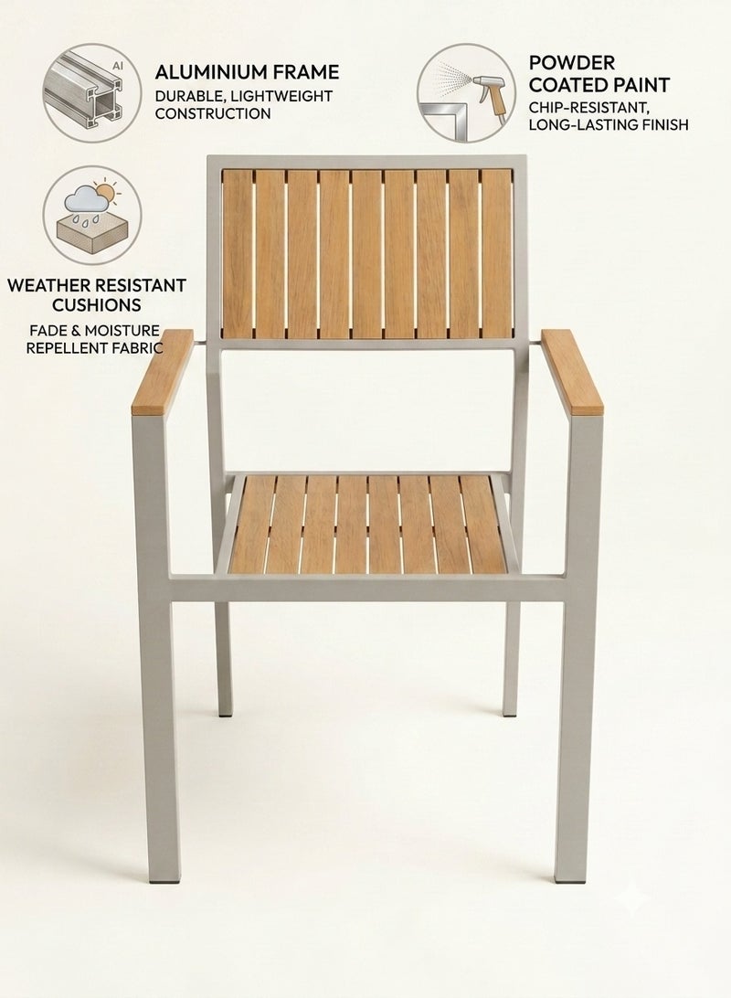 Outdoor Dining Chair – Durable Aluminum Frame with Weather-Resistant Wood-Style Accents – Perfect for Patio, Garden, and Terrace - Image 1