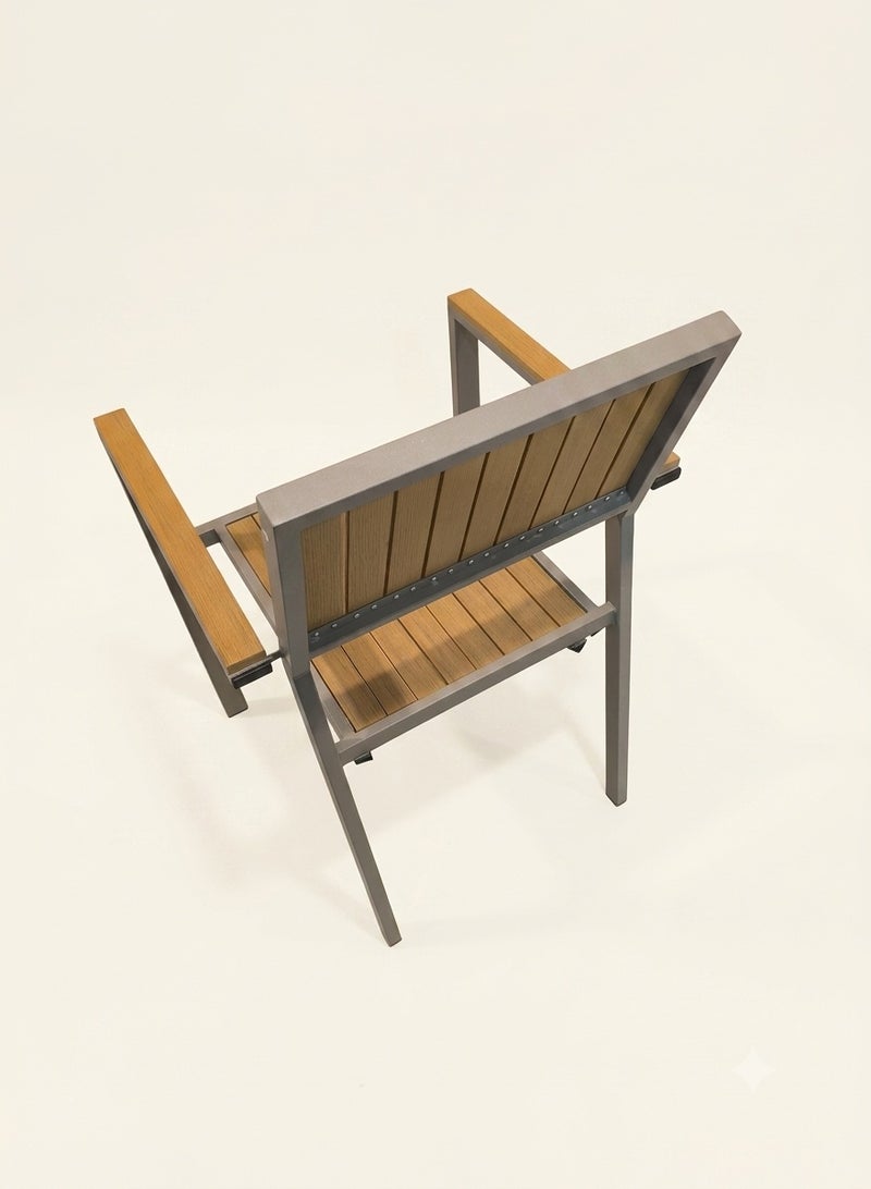 Outdoor Dining Chair – Durable Aluminum Frame with Weather-Resistant Wood-Style Accents – Perfect for Patio, Garden, and Terrace - Image 4