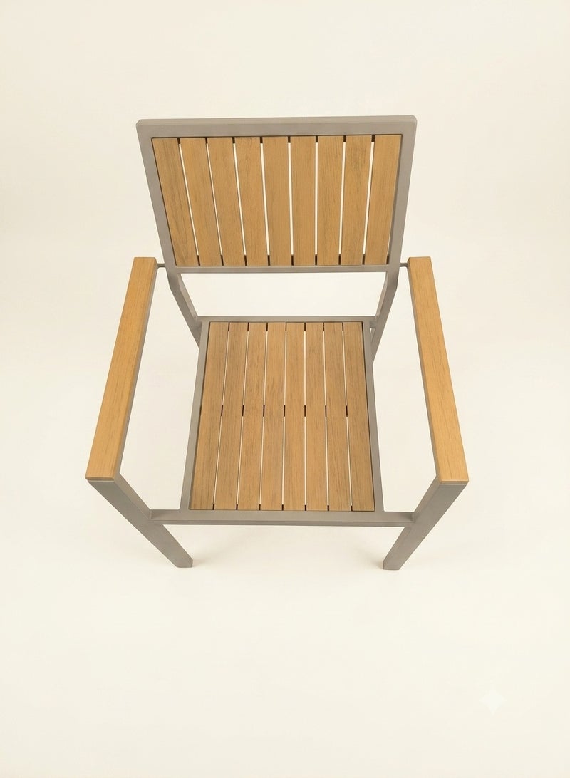 Outdoor Dining Chair – Durable Aluminum Frame with Weather-Resistant Wood-Style Accents – Perfect for Patio, Garden, and Terrace - Image 3