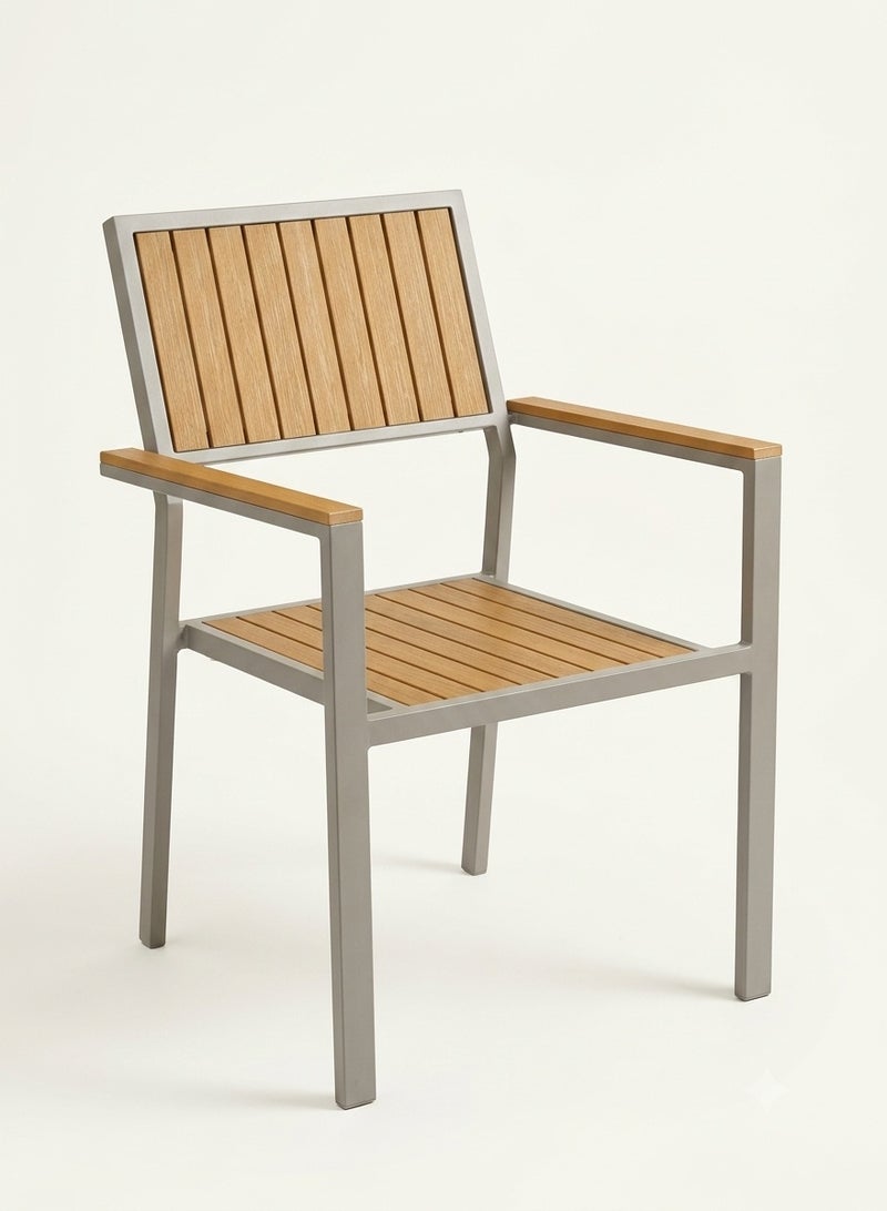 Outdoor Dining Chair – Durable Aluminum Frame with Weather-Resistant Wood-Style Accents – Perfect for Patio, Garden, and Terrace - Image 2