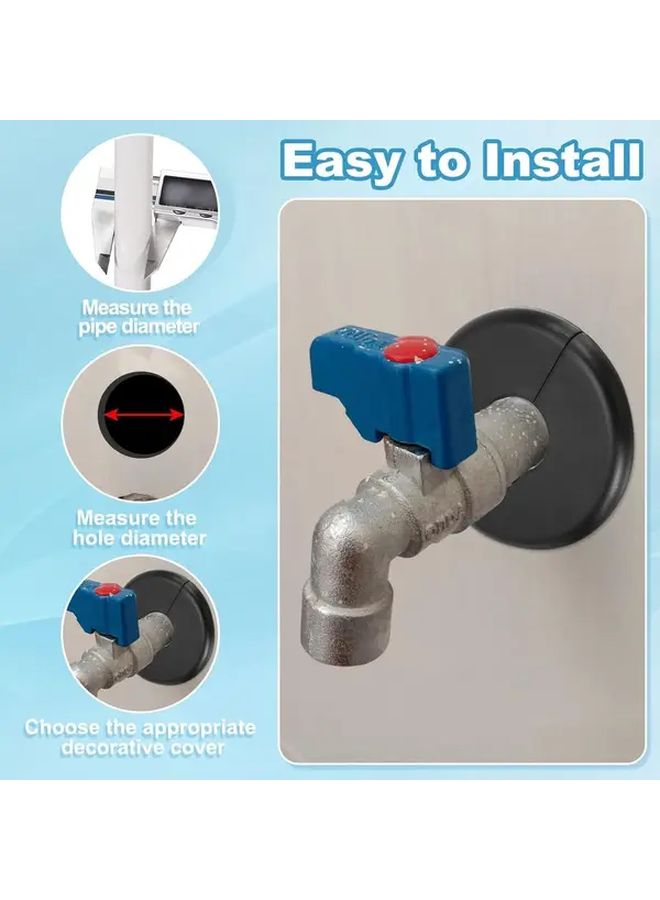 Black ABS Self Adhesive Wall Split Flange Escutcheon Plates For 22mm 0 8in Faucets - Image 5