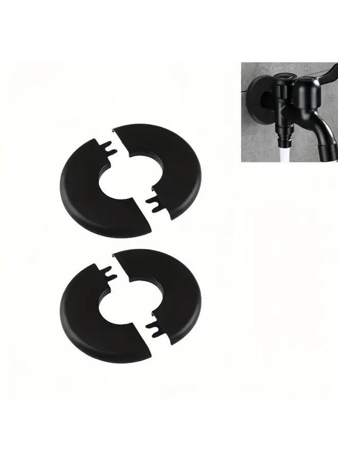Black ABS Self Adhesive Wall Split Flange Escutcheon Plates For 22mm 0 8in Faucets - Image 1