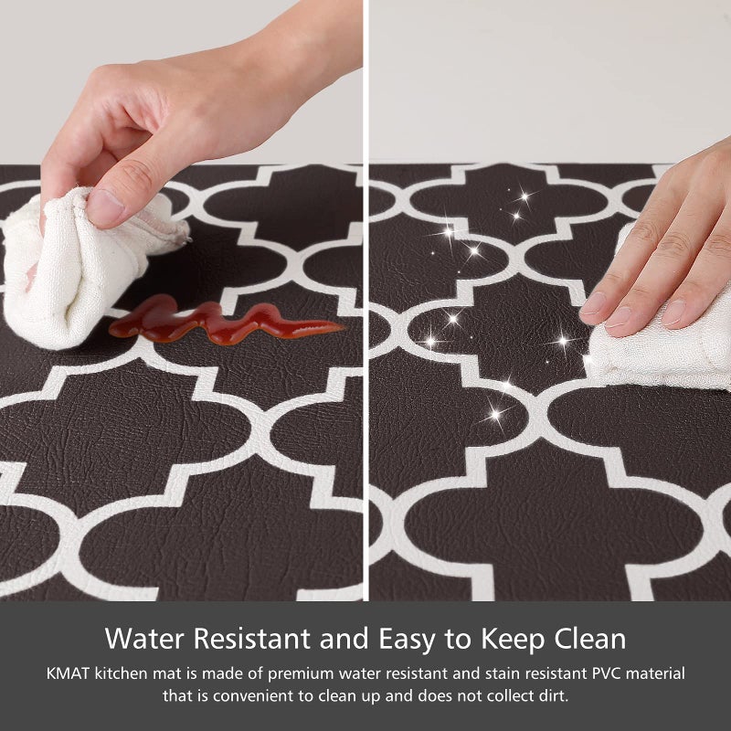 KMAT Kitchen Mat [2 PCS] Cushioned Anti-Fatigue Floor Mat, Waterproof Kitchen Mats and Rugs Heavy Duty PVC Ergonomic Comfort Standing Foam Mat for Kitchen, Floor Home, Office,Laundry,Chocolate - Image 4