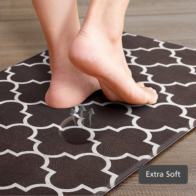 KMAT Kitchen Mat [2 PCS] Cushioned Anti-Fatigue Floor Mat, Waterproof Kitchen Mats and Rugs Heavy Duty PVC Ergonomic Comfort Standing Foam Mat for Kitchen, Floor Home, Office,Laundry,Chocolate - Image 5