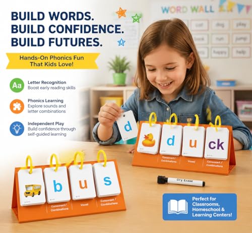 Alened Phonics Flash Cards for Kids 38 Sight Words Flash Cards for Kindergarten 1st 2nd 3rd Grade CVC CVCC CCVC Word Builder Homeschool Classroom Phonics Learning Supplies - Image 5