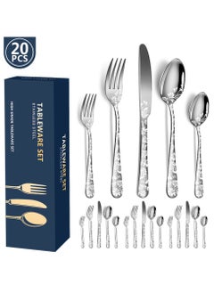 KUYING Stainless Steel Tableware Set Of 20 Pieces Western Knife Fork Spoon Set 