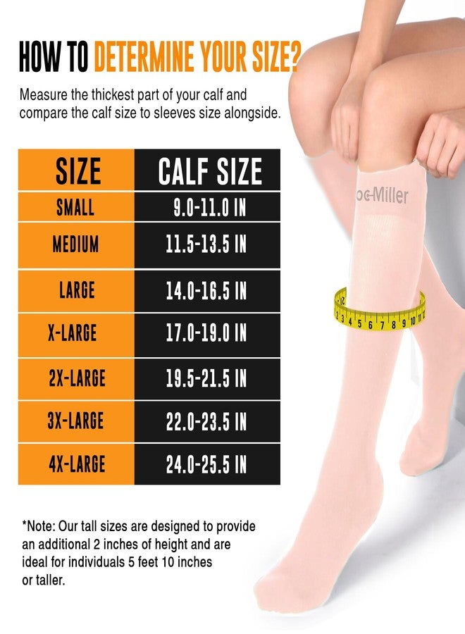 Doc Miller - Compression Socks for Women & Men - 8-15 mmHg Knee High, Medical Grade Support - Shin Splints, Sport, Travel, Nurse, Pregnancy, Circulation & Varicose Veins - Large Size, Beige, 1 Pair - Image 4