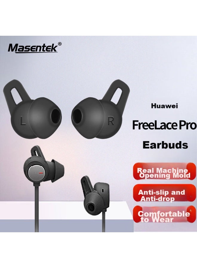 Masentek Es22 بدائل أطراف السيليكون للأذن لهواتف Huawei Freelace Pro البلوتوث، أغطية سماعات الأذن الرياضية المضادة للانزلاق، أسود، مقاس متوسط، زوج واحد - Image 1