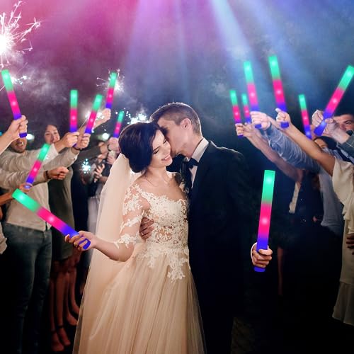 SHQDD 105 PCS LED Foam Glow Sticks, Glow Sticks Bulk Party Pack with 3 Modes Colorful Flashing, Glow in The Dark Party Supplies, Light Up Foam Sticks for Wedding, July 4th, Birthday, Raves, Concert - Image 3