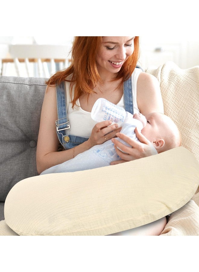 أغطية وسائد الرضاعة من Hooyax Muslin فقط، أغطية رضاعة ناعمة وجيدة التهوية لوسائد الرضاعة الطبيعية، غطاء وسادة رضاعة لطيف للأطفال الذكور والإناث (قمح) - Image 4