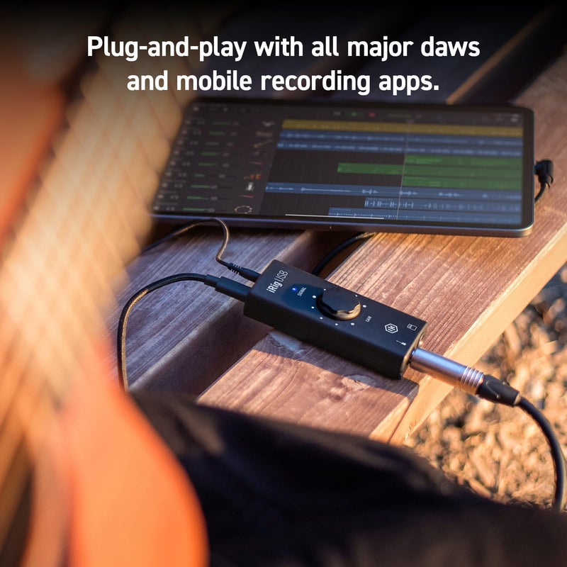 IK Multimedia واجهة صوتية لجيتار iRig USB - معدات استوديو تسجيل موسيقي بدقة 24 بت 48 كيلوهرتز تشمل كابل USB C لجهاز iPad و Mac و PC، ملحقات جيتار، جهاز تسجيل - Image 4