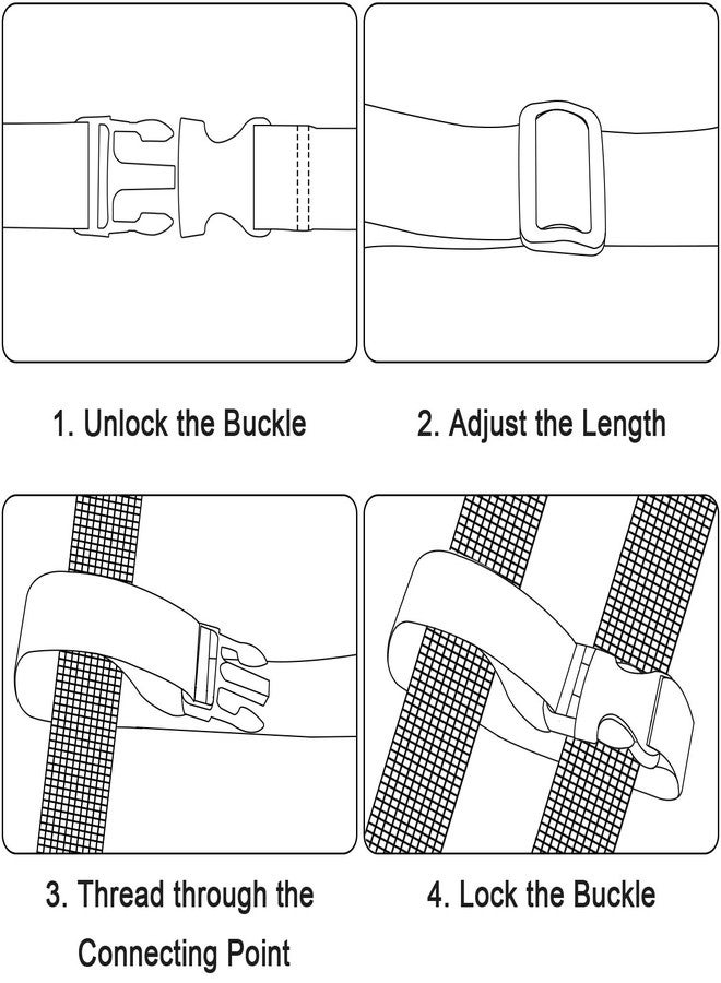 ويزدوم برو حزامان لربط الأمتعة من ويزدوم برو، قطعتان، حزام متين قابل للتعديل لحقائب السفر، ملحقات سفر لربط حقائبك معًا - أسود - Image 4