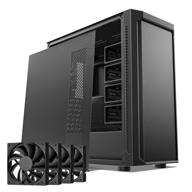 DARKROCK Classico Max Storage Master E-ATX Computer Case with 4x120mm Black Fan, 10 x3.5 HDD+3 x2.5 SDD USB 3.0 Ready, 360mm Radiator Supported, Vertical Slots for GPU Vertically Mount - Black - Image 1