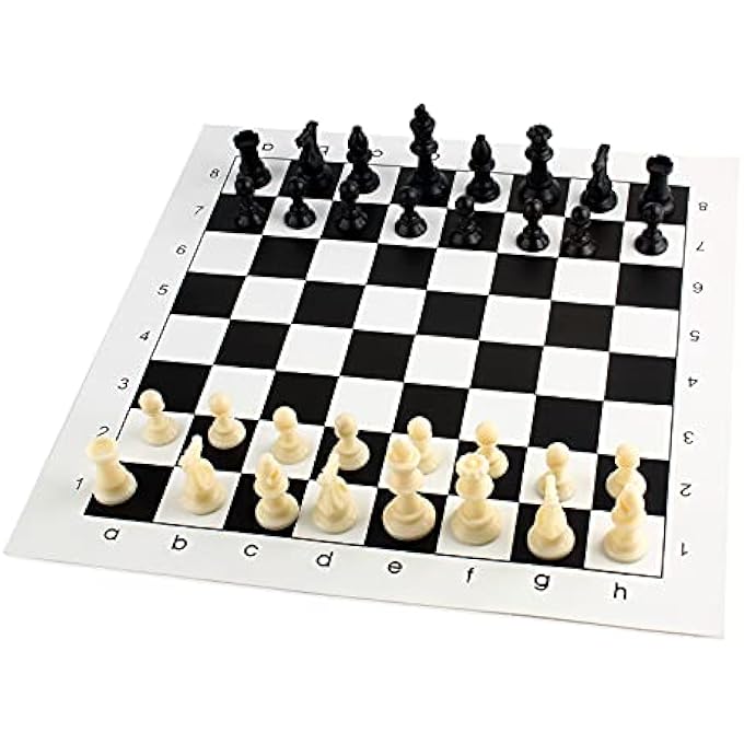 Andux Chess Game Set Chess Pieces and Rollable Board QPXQ01 Black35x35cm - Image 5