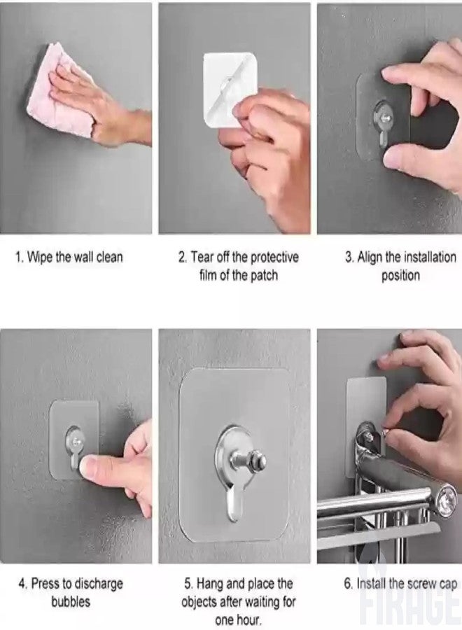FIRAGE Heavy Duty Self‑Adhesive Wall Hooks Combo | 20 Transparent Sticky Hooks for Kitchen Bathroom Bedroom | No Drilling, Waterproof & Reusable Wall Hangers | Strong Load Hanging Solution - Image 5