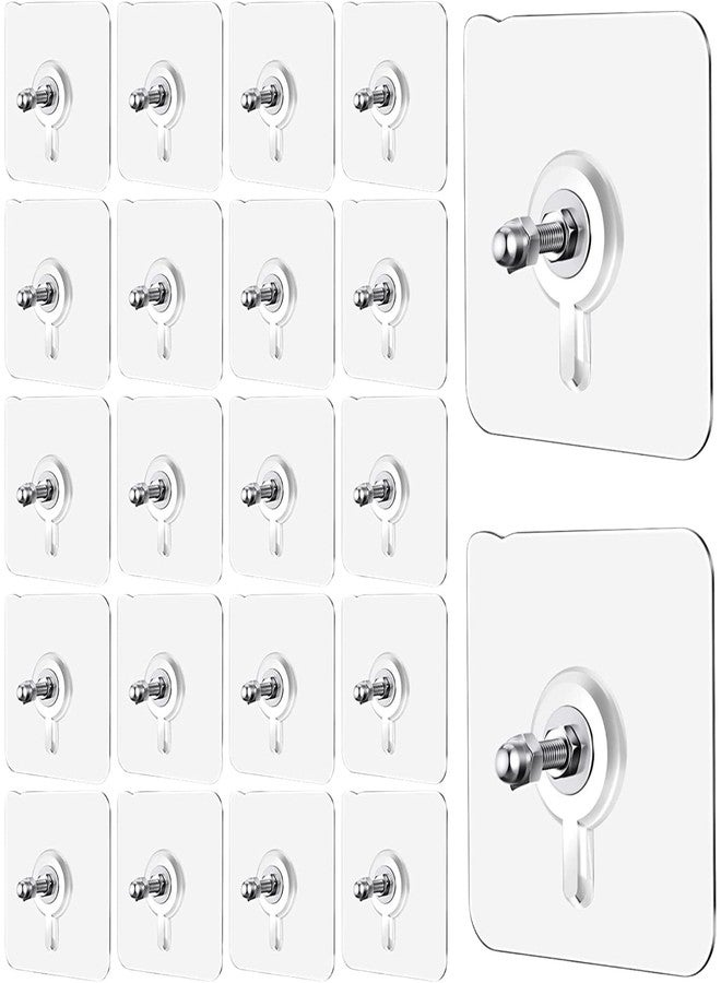 FIRAGE Heavy Duty Self‑Adhesive Wall Hooks Combo | 20 Transparent Sticky Hooks for Kitchen Bathroom Bedroom | No Drilling, Waterproof & Reusable Wall Hangers | Strong Load Hanging Solution - Image 4