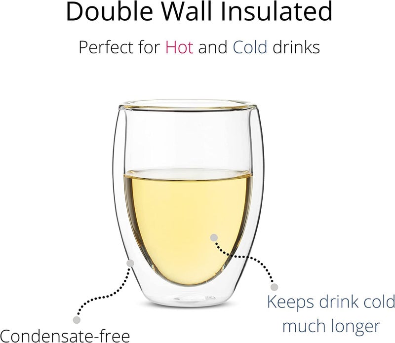 ZROY ENTERPRISE Double Wall Insulated 350Ml Glass Mugs (2 Pack) - Borosilicate Glass, Transparent, Cylindrical, Scratch Resistant, Reusable, 250Ml Capacity, Perfect for Hot & Cold Drinks - Image 4