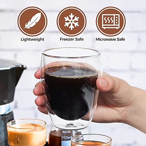 ZROY ENTERPRISE Double Wall Insulated 350Ml Glass Mugs (2 Pack) - Borosilicate Glass, Transparent, Cylindrical, Scratch Resistant, Reusable, 250Ml Capacity, Perfect for Hot & Cold Drinks - Image 3