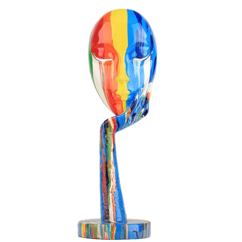 Creative Simple Colorful Women Face Art Statue Thinker Lady Sculpture Abstract Characters Crafts Ornaments Home Decor Modern Office Bedroom Study Room Studio Decorations Large 153x49x49in