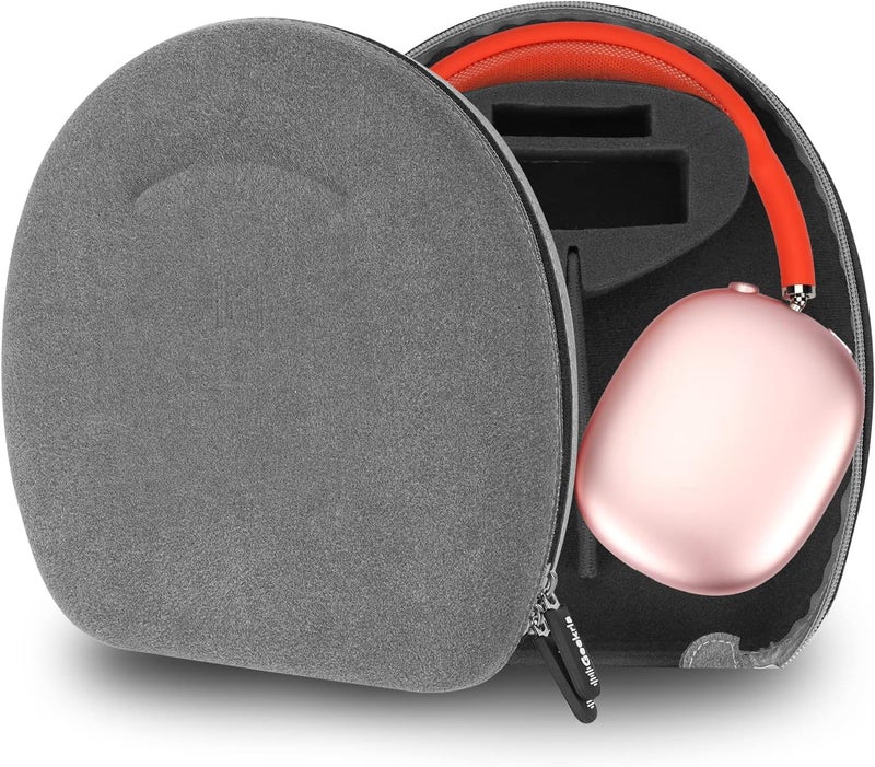 جيكريا حقيبة Geekria Shield للسماعات متوافقة مع حقيبة Apple AirPods Max 2، تضع السماعات في وضع السكون فورًا، حقيبة حمل سفر صلبة بديلة مع تخزين الكابلات (رمادي) - Image 1