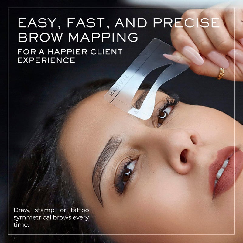 MADLUVV Eyebrow Shaper Stencils, Reusable Brow Mapping Template for PMU Professionals, Semi-Permanent Makeup Mapping, 6 Stencils (3 Stencil Shapes in Both Petite and Regular Sizes) - Low Profile Set - Image 3