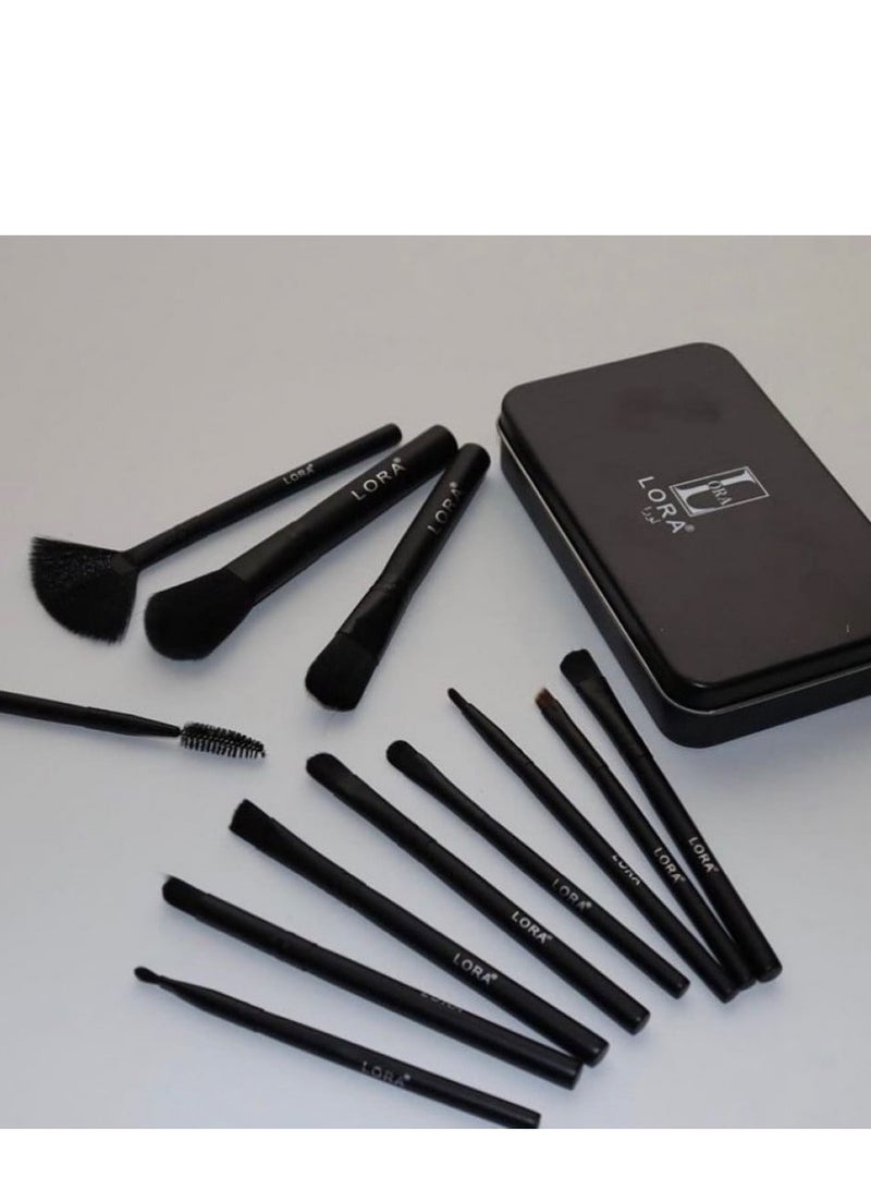 Lora 12 Piece Multi Use Makeup Brush Set In Black - Image 2