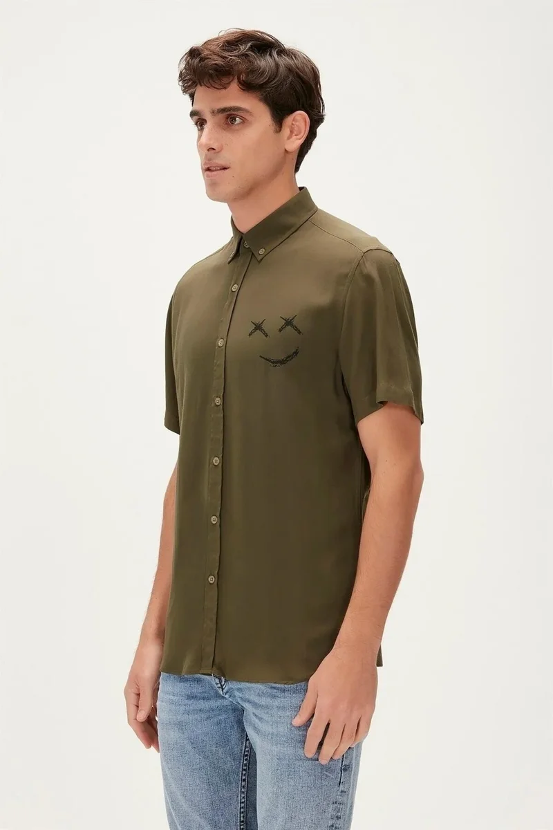 باد بير Simple Men's Short Sleeve Shirt Khaki 23.01.30.004 L - Khaki