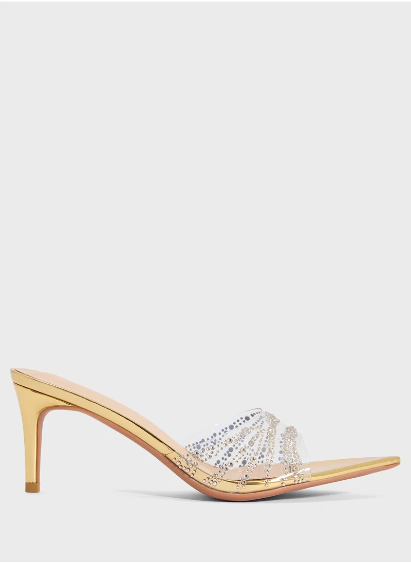 ايلا ليمتد اديشن Clear Embellished Heeled Mule