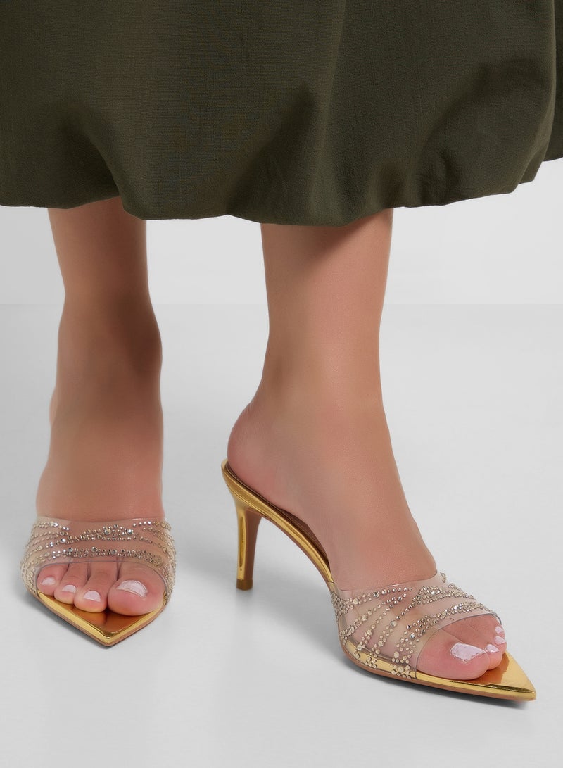 Ella Limited Edition Clear Embellished Heeled Mule  - Image 5