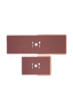 Status Contract Set of Runner & Mat Kitchen Decor | Anti-Skid Rubber Kitchen Floor Mat | Napa Skin Super Absorbent Non Slip Mat - Floor Rug | Waterproof Kitchen Mat | (Brown) (RR-120x40,DM-38x58 CM)  - Image 3