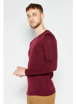 Men Crew Neck Long Sleeve Solid Sweater, Burgundy - pzsku/ZAAD852FAAFA8309400EFZ/45/_/1726109387/a51cbff1-0040-4247-947a-4662fb040eb2