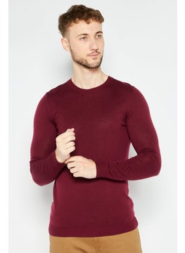 Men Crew Neck Long Sleeve Solid Sweater, Burgundy - pzsku/ZAAD852FAAFA8309400EFZ/45/_/1726109419/dcd22009-b971-4752-a9e8-bd0527242a45